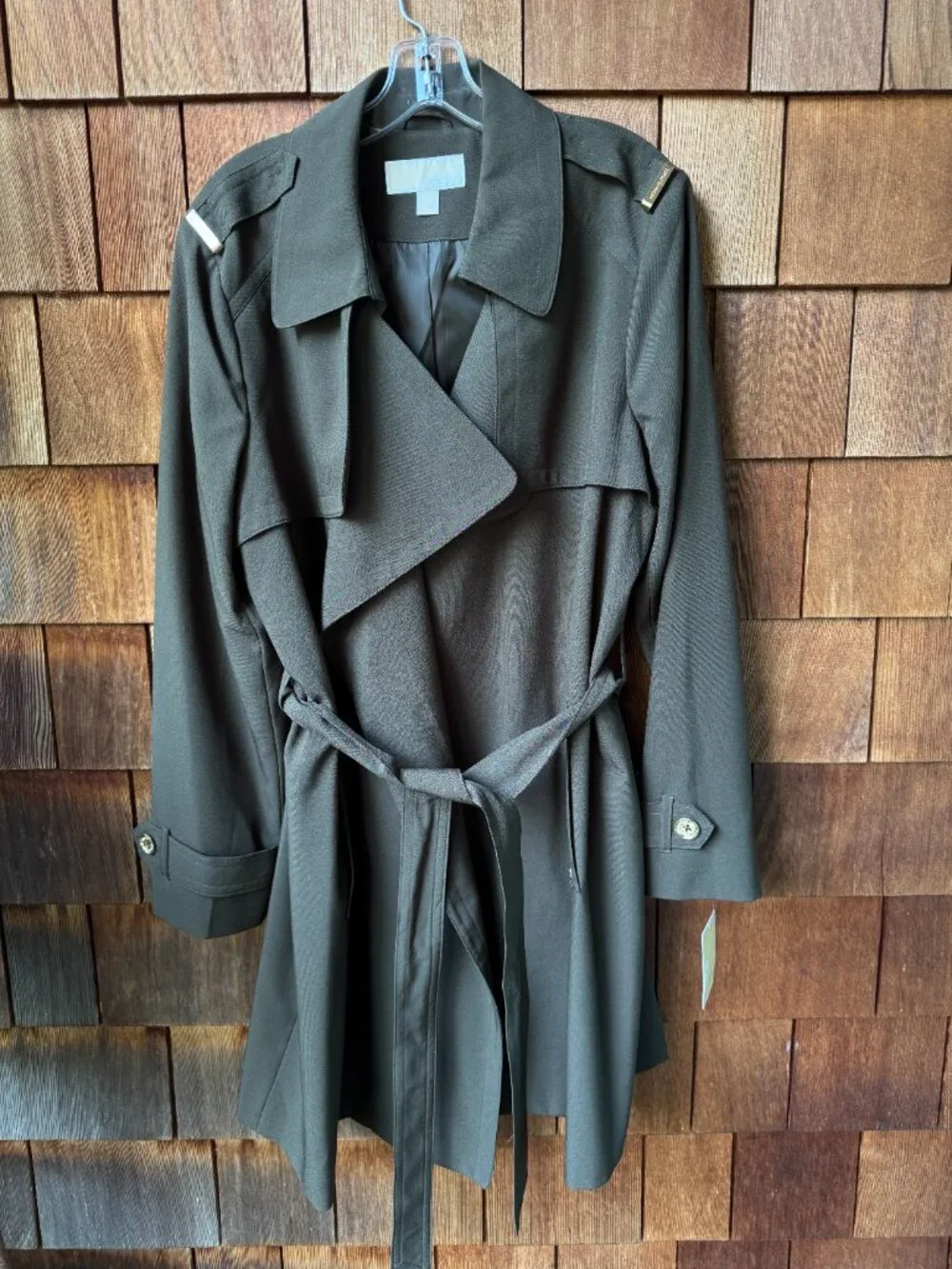 NWT Michael Kors Olive Green Wrap Belted Trench Coat in Women's X-Large